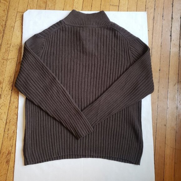 GAP BROWN TAUPY MOCK NECK THICK CABLE LIKE KNIT 3-BUTTON CLOSURE SWEATER… - Picture 6 of 6